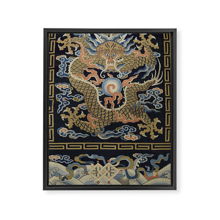 Antique 18th Century Chinese Dragon Framed Canvas Print Gallery Image 1