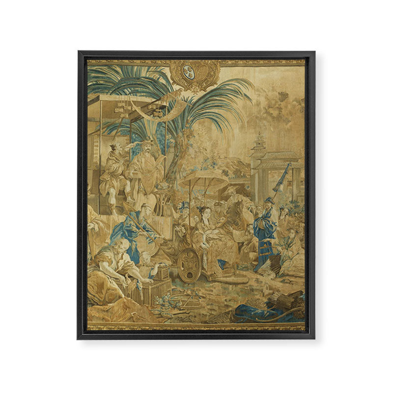 Antique 18th Century 'Chinese Fair' French Beauvais Tapestry Francois Boucher Framed Canvas Print Gallery Image 8