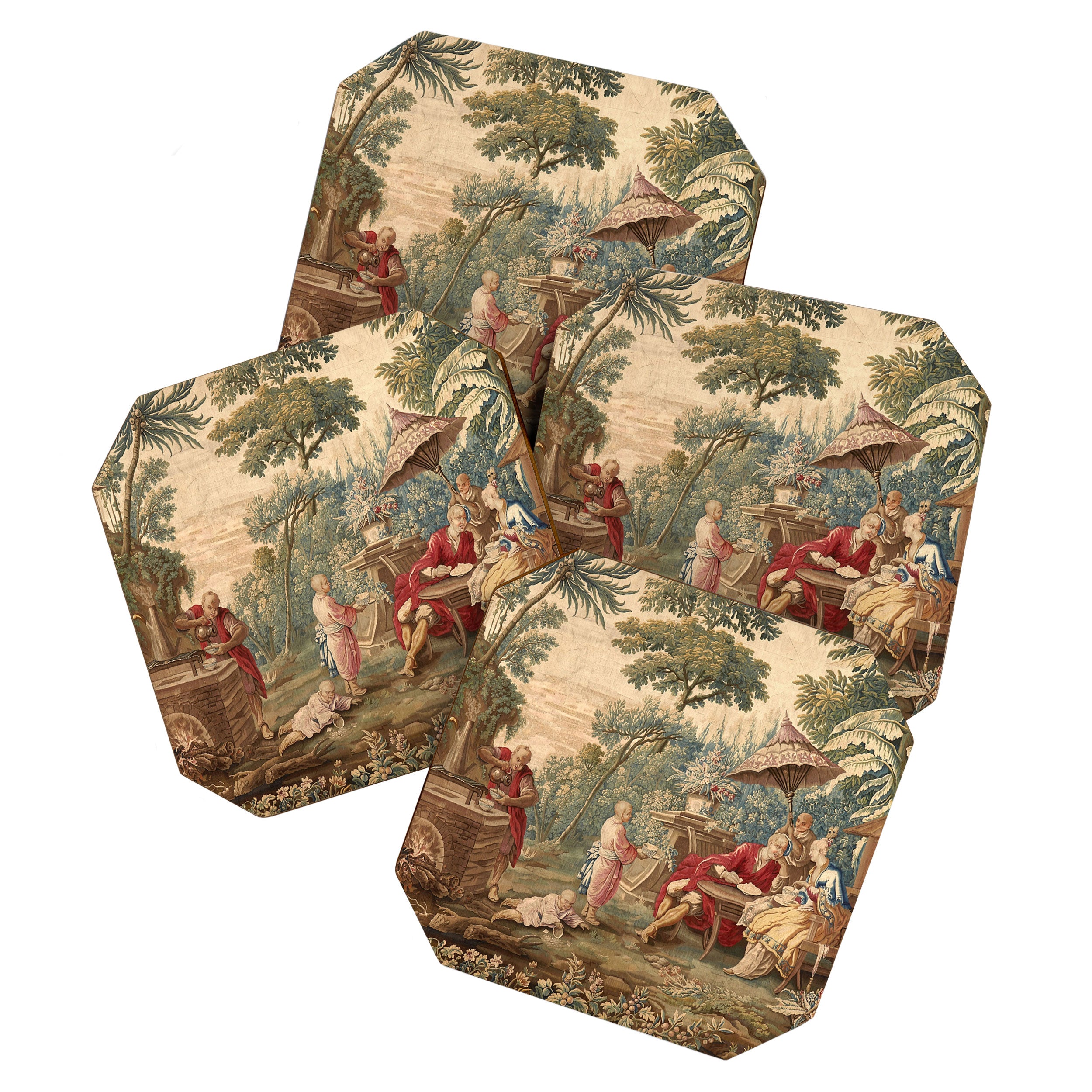 Antique 18th Century Chinoiserie Aubusson Tapestry Francois Boucher Coaster Gallery Image 1