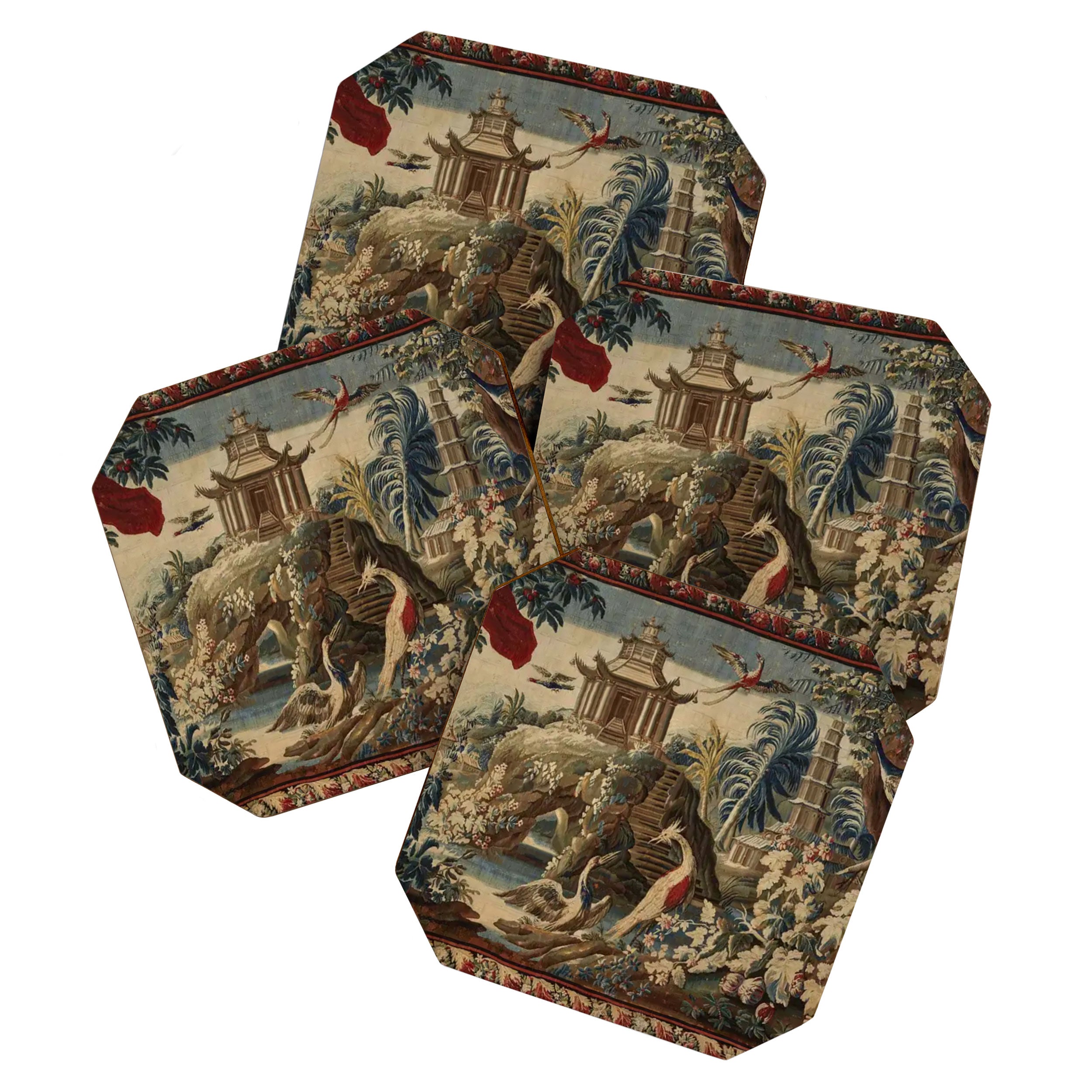 Antique 18th Century Chinoiserie French Gobelin Tapestry Coaster Gallery Image 1