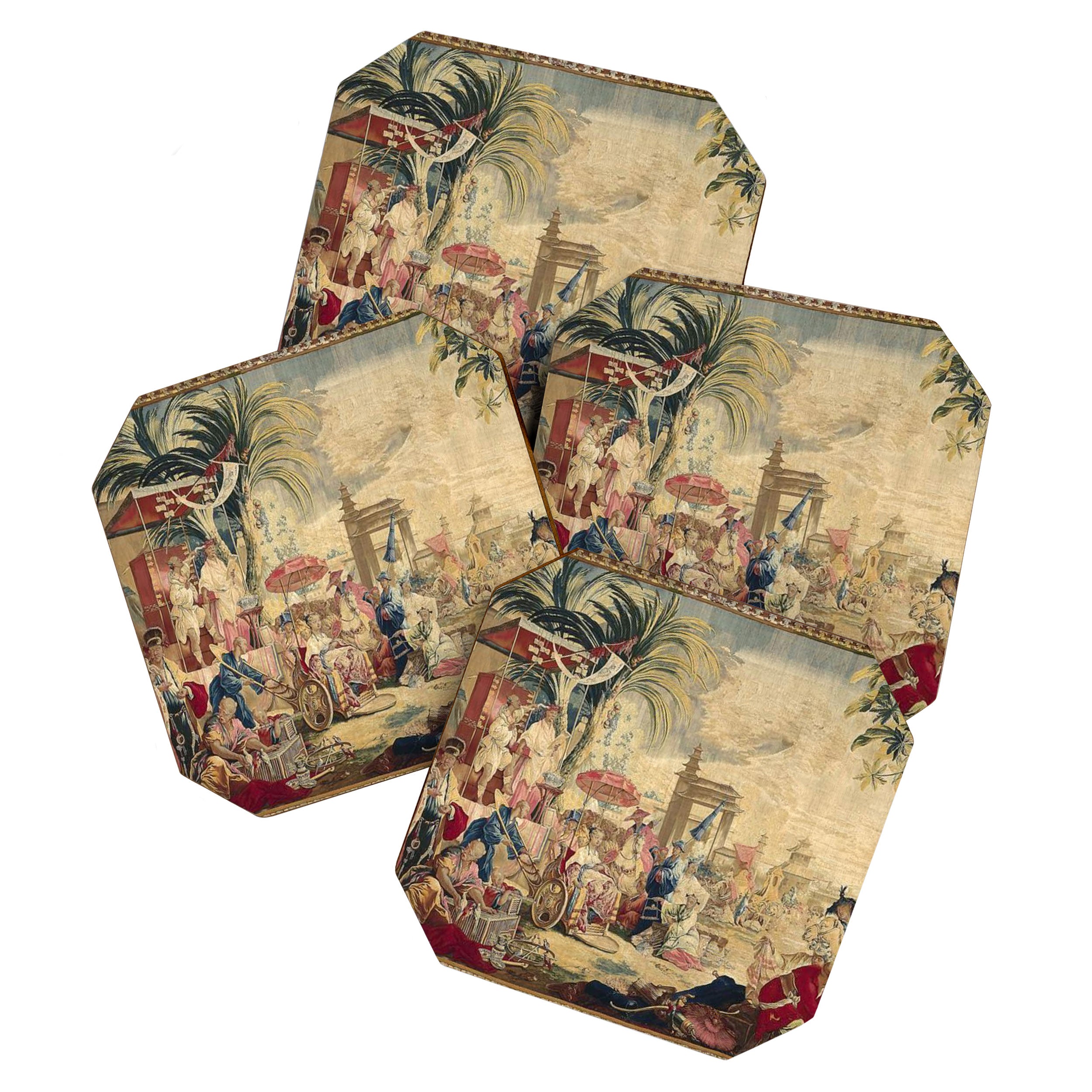 Antique 18th Century Chinoiserie French Tapestry Francois Boucher Coaster Gallery Image 1