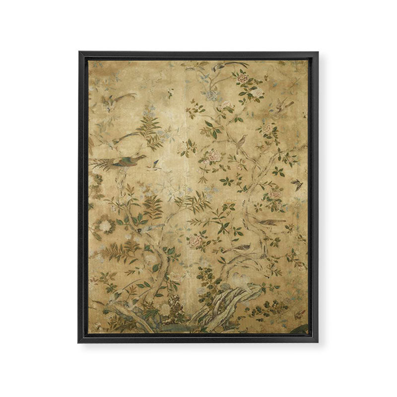 Antique 18th Century Chinoiserie Golden Garden Fresco 1740 Framed Canvas Print Gallery Image 6