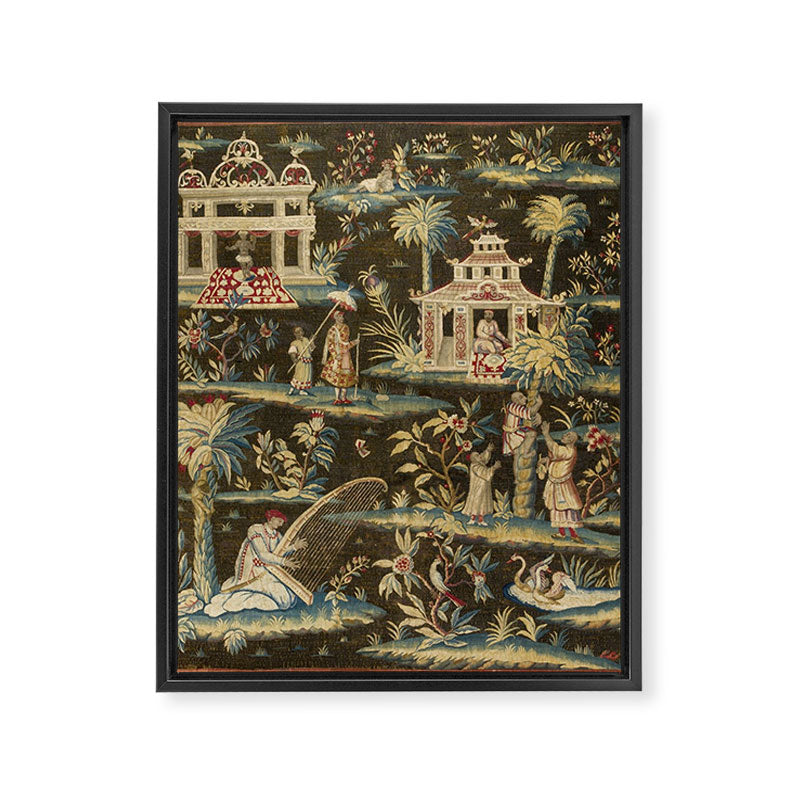Antique 18th Century Chinoiserie Landscape Tapestry Framed Canvas Print Gallery Image 6