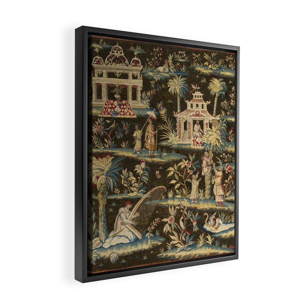 Antique 18th Century Chinoiserie Landscape Tapestry Framed Canvas Print Gallery Image 2