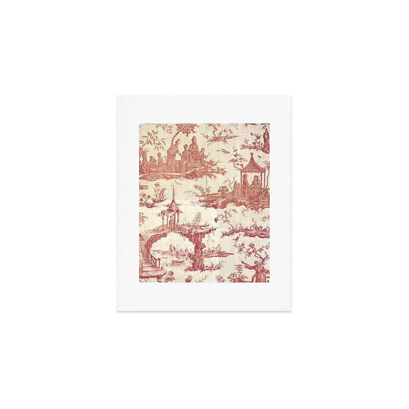 Antique 18th Century Chinoiserie Pagoda Toile de Jouy Art Print Gallery Image 1