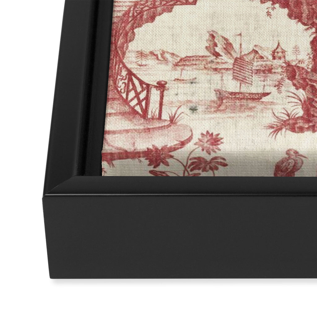 Antique 18th Century Chinoiserie Pagoda Toile de Jouy Framed Canvas Print Gallery Image 3