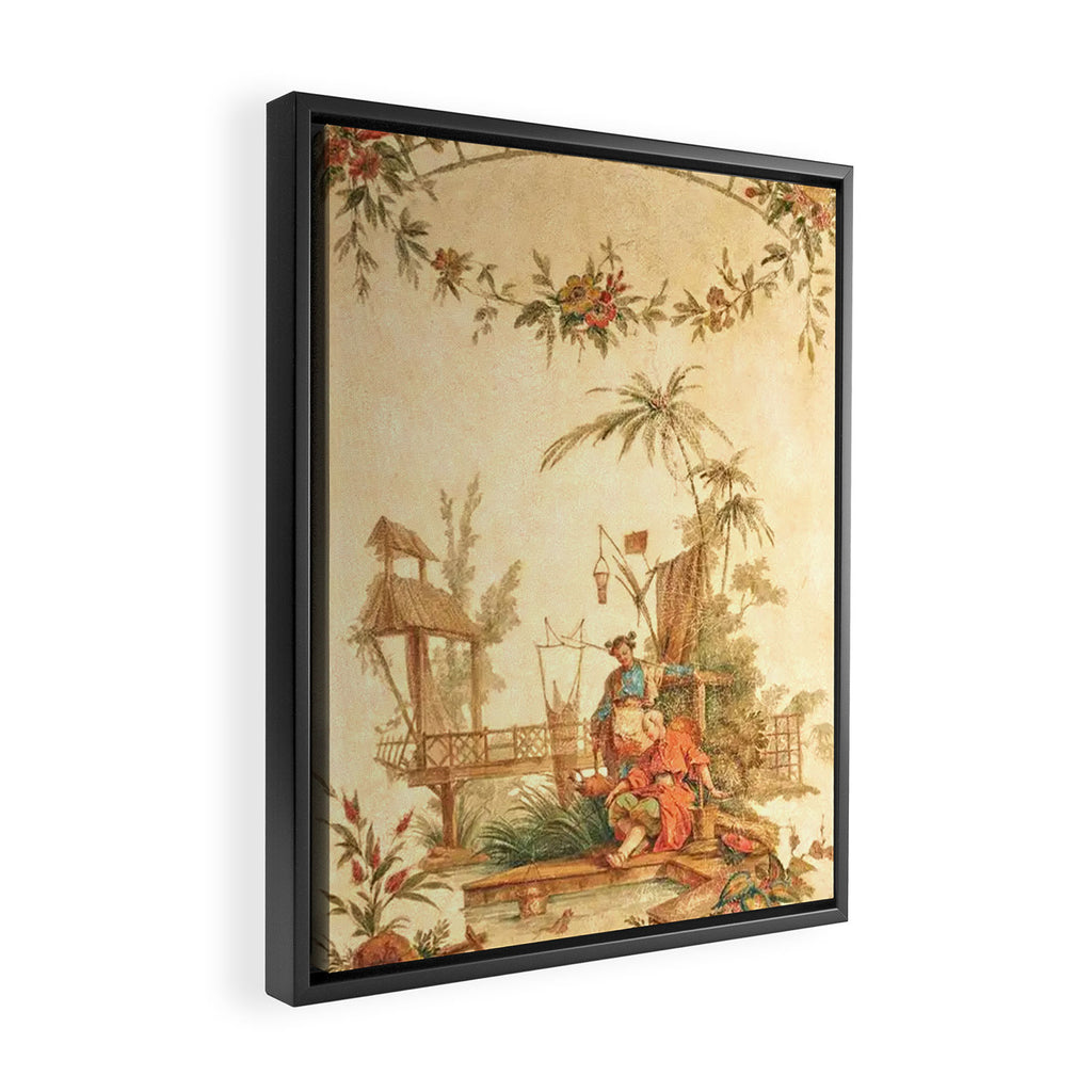 Antique 18th Century Chinoiserie Scene Jean Baptiste Pillement Framed Canvas Print Gallery Image 2