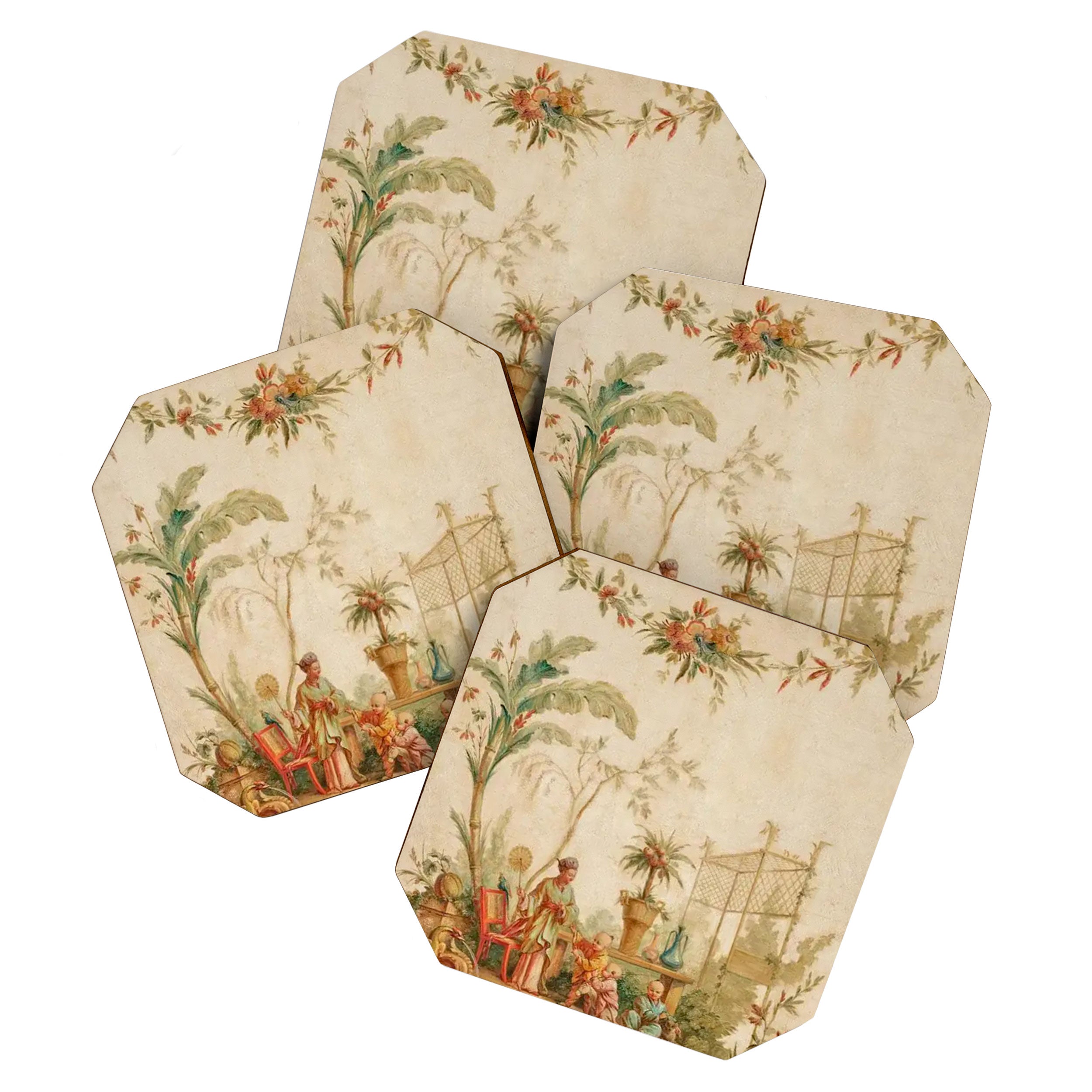 Antique 18th Century Chinoiserie Scene Jean Baptiste Pillement Coaster Gallery Image 1