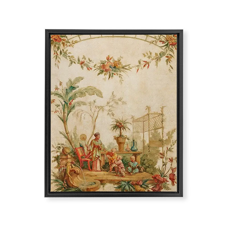 Antique 18th Century Chinoiserie Scene Jean Baptiste Pillement Framed Canvas Print Gallery Image 6