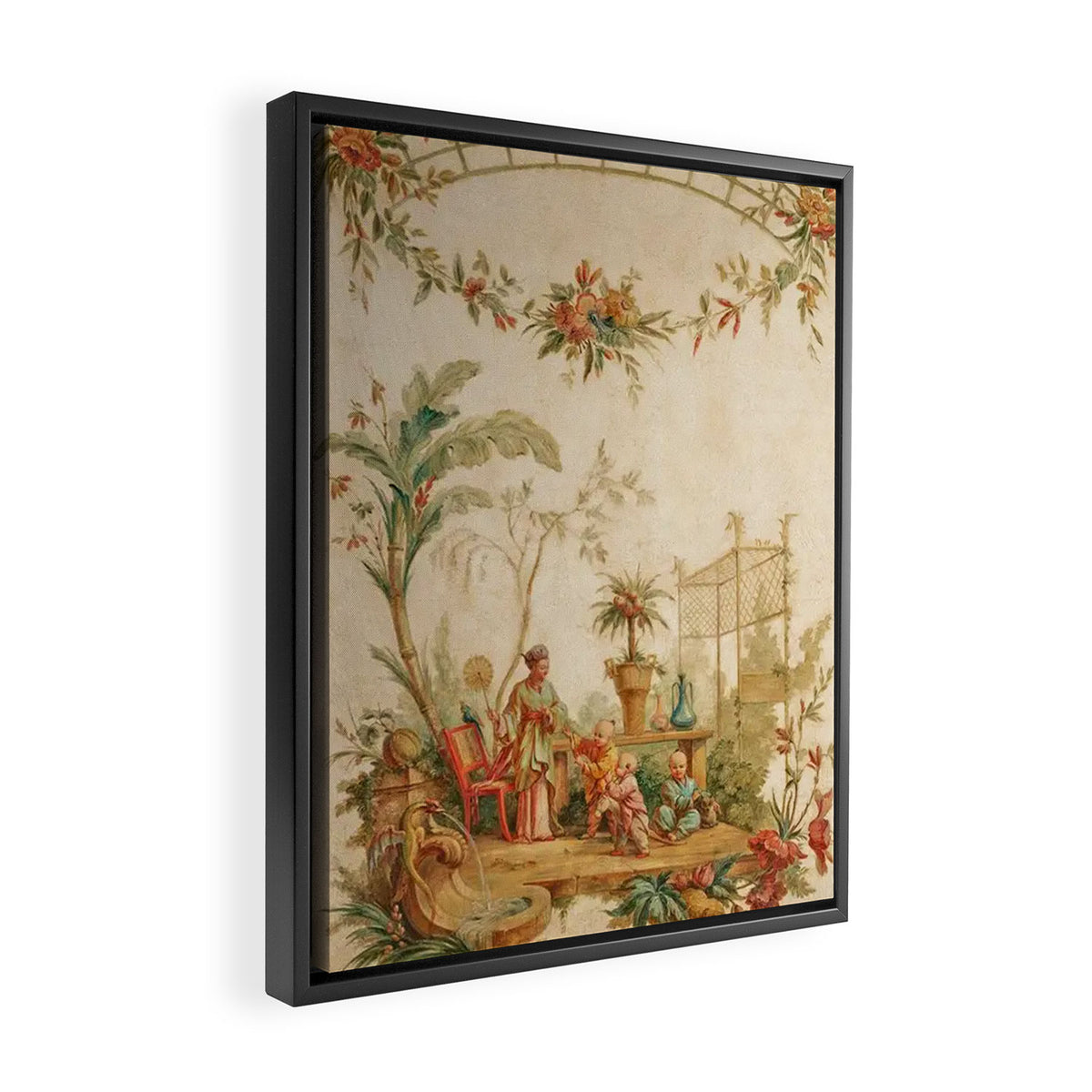 Antique 18th Century Chinoiserie Scene Jean Baptiste Pillement Framed Canvas Print Gallery Image 2