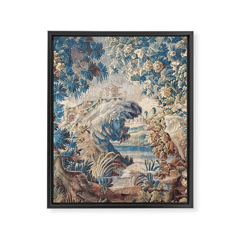 Antique 18th Century Chinoiserie Temple Aubusson Tapestry Framed Canvas Print Gallery Image 8