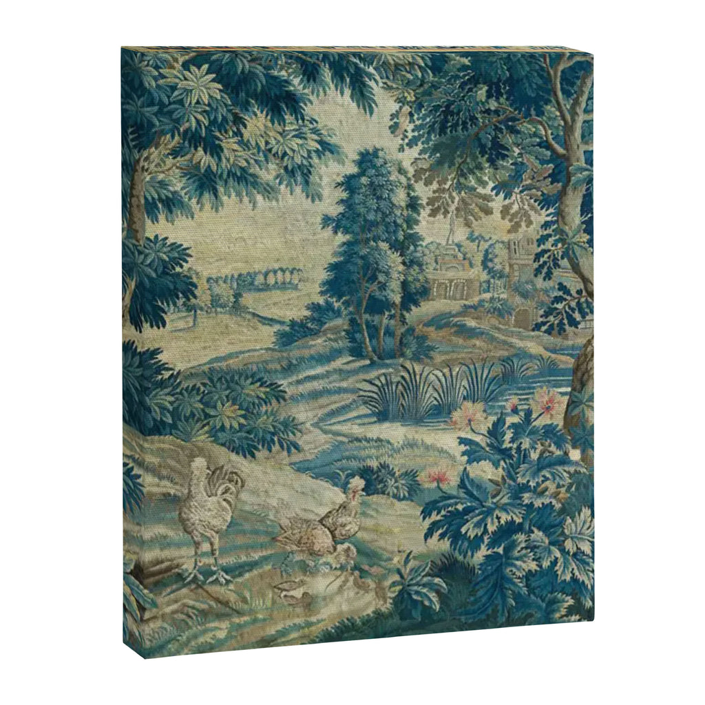 Antique 18th Century Flemish Verdure Green Bird Garden Landscape Tapestry Canvas Print Gallery Image 8
