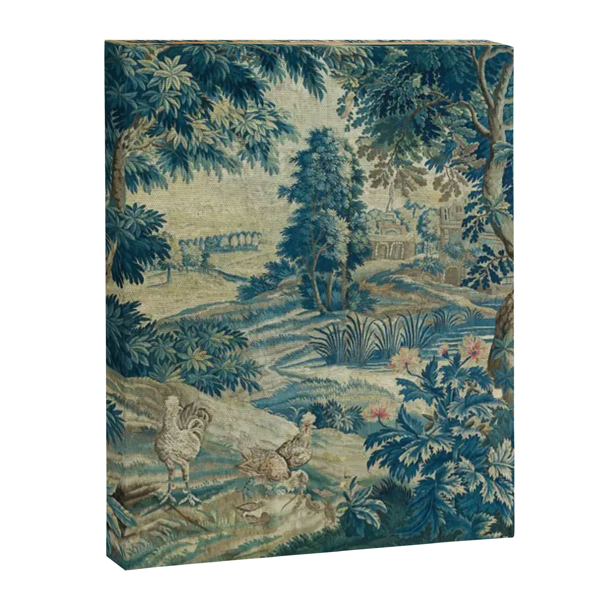Antique 18th Century Flemish Verdure Green Bird Garden Landscape Tapestry Canvas Print Gallery Image 8