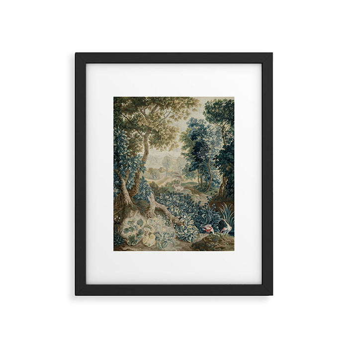 Antique 18th Century Flemish Verdure Tapestry Framed Art Print Gallery Image 1