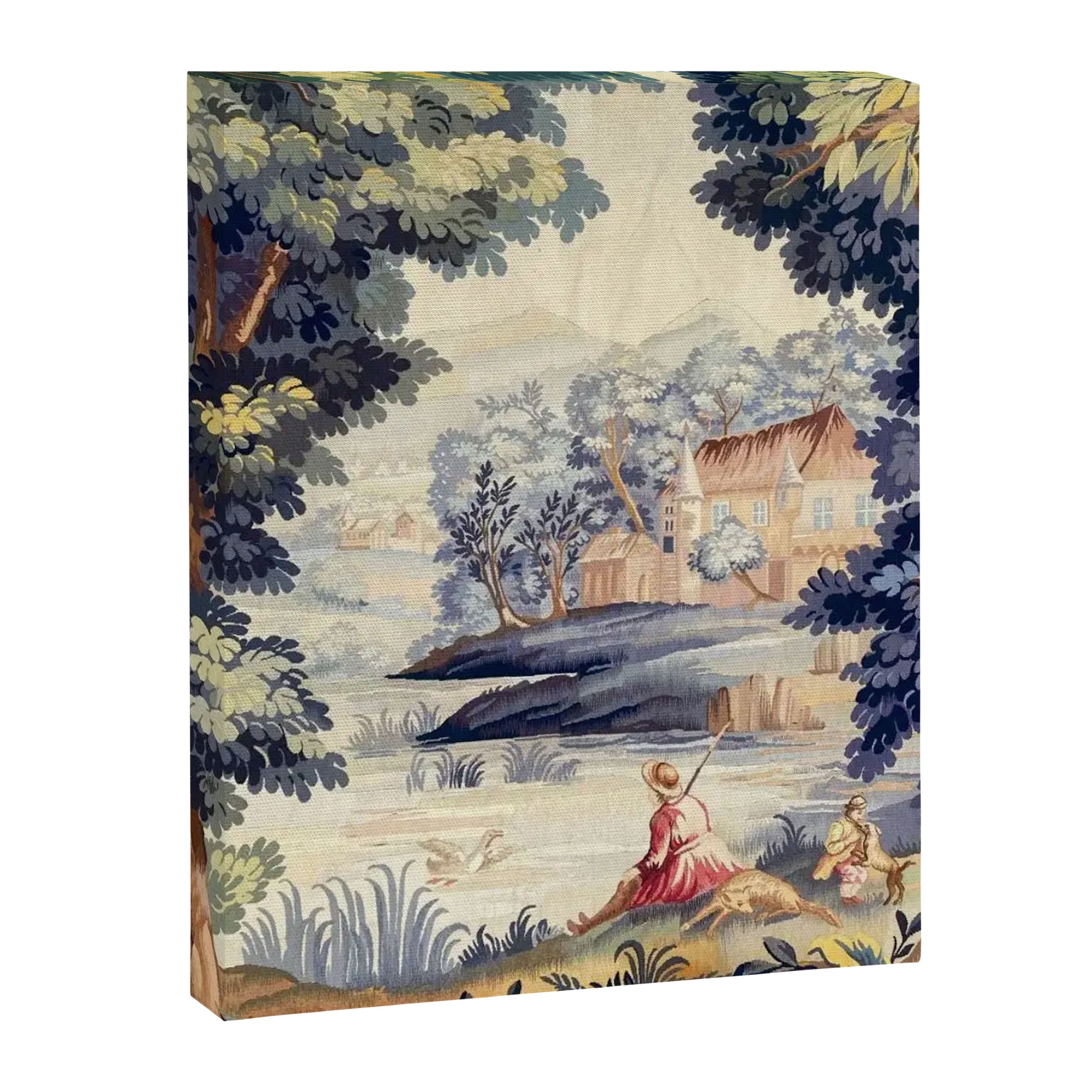 Antique 18th Century French Aubusson Pastoral River Tapestry Canvas Print Gallery Image 6