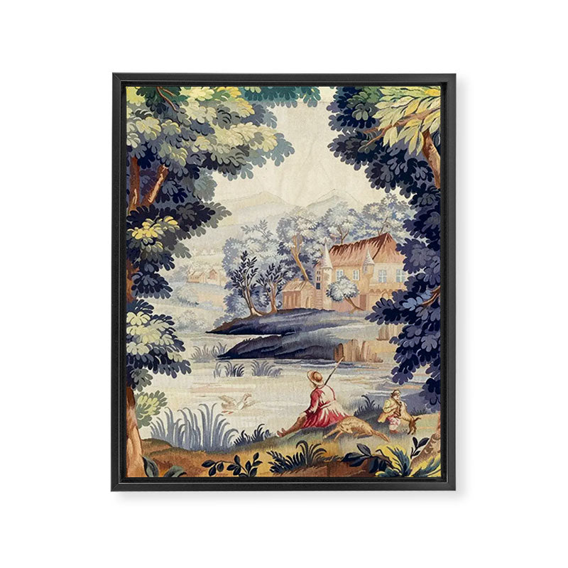 Antique 18th Century French Aubusson Pastoral River Tapestry Framed Canvas Print Gallery Image 6