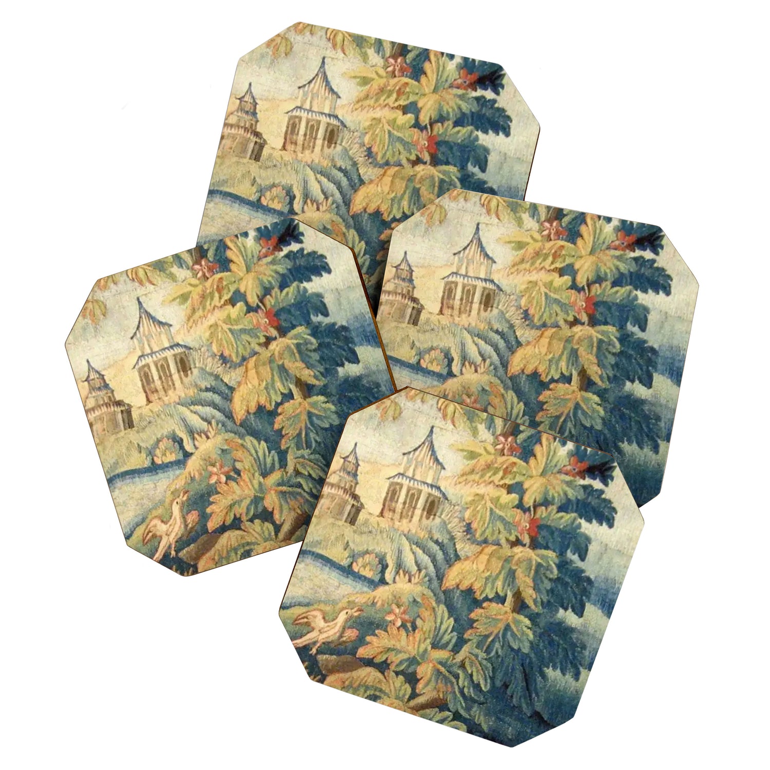 Antique 18th Century French Aubusson Chinoiserie Pagoda Tapestry Coaster Gallery Image 1