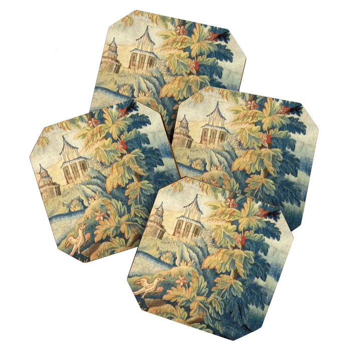 Antique 18th Century French Aubusson Chinoiserie Pagoda Tapestry Coaster Gallery Image 1