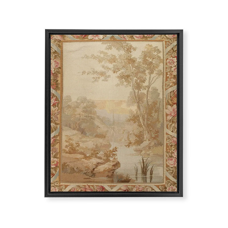 Antique 18th Century French Aubusson Pastel Verdure Tapestry Framed Canvas Print Gallery Image 6