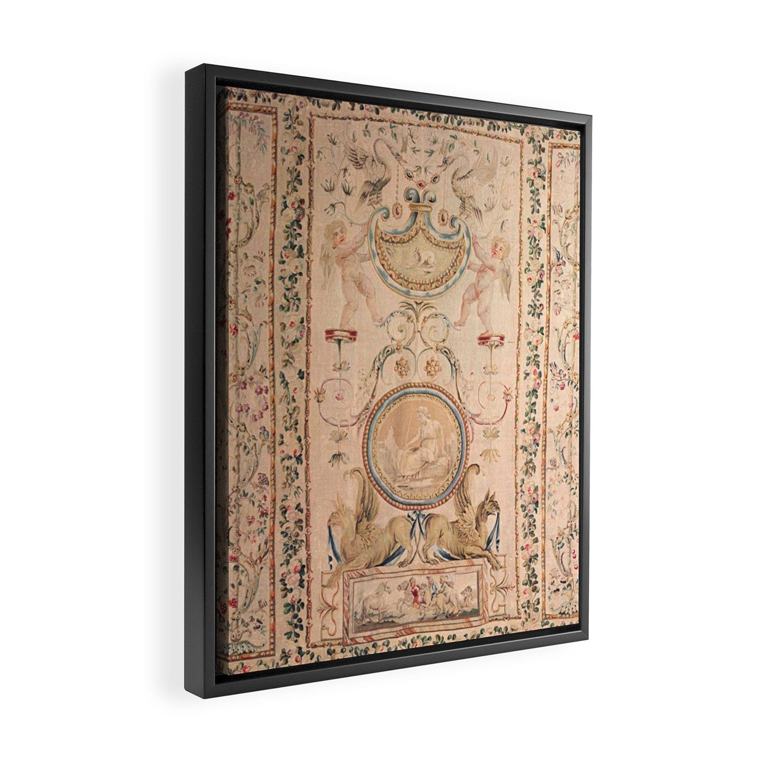 Antique 18th Century French Beauvais Grotesque Tapestry Framed Canvas Print Gallery Image 2