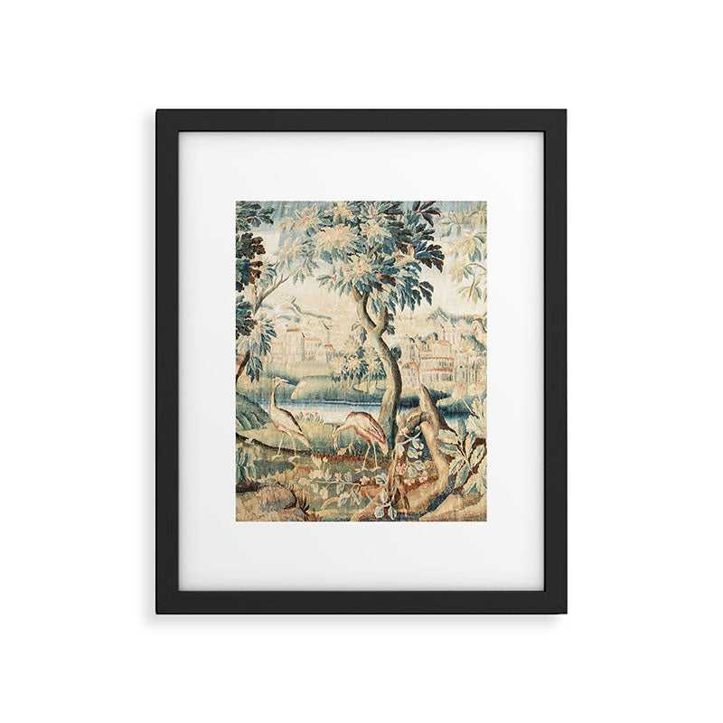 Antique 18th Century French Chateau Bird Garden Verdure Tapestry Framed Art Print Gallery Image 5