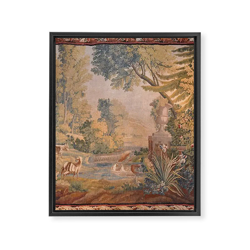 Antique 18th Century French Pastoral Sunrise Verdure Tapestry Framed Canvas Print Gallery Image 8