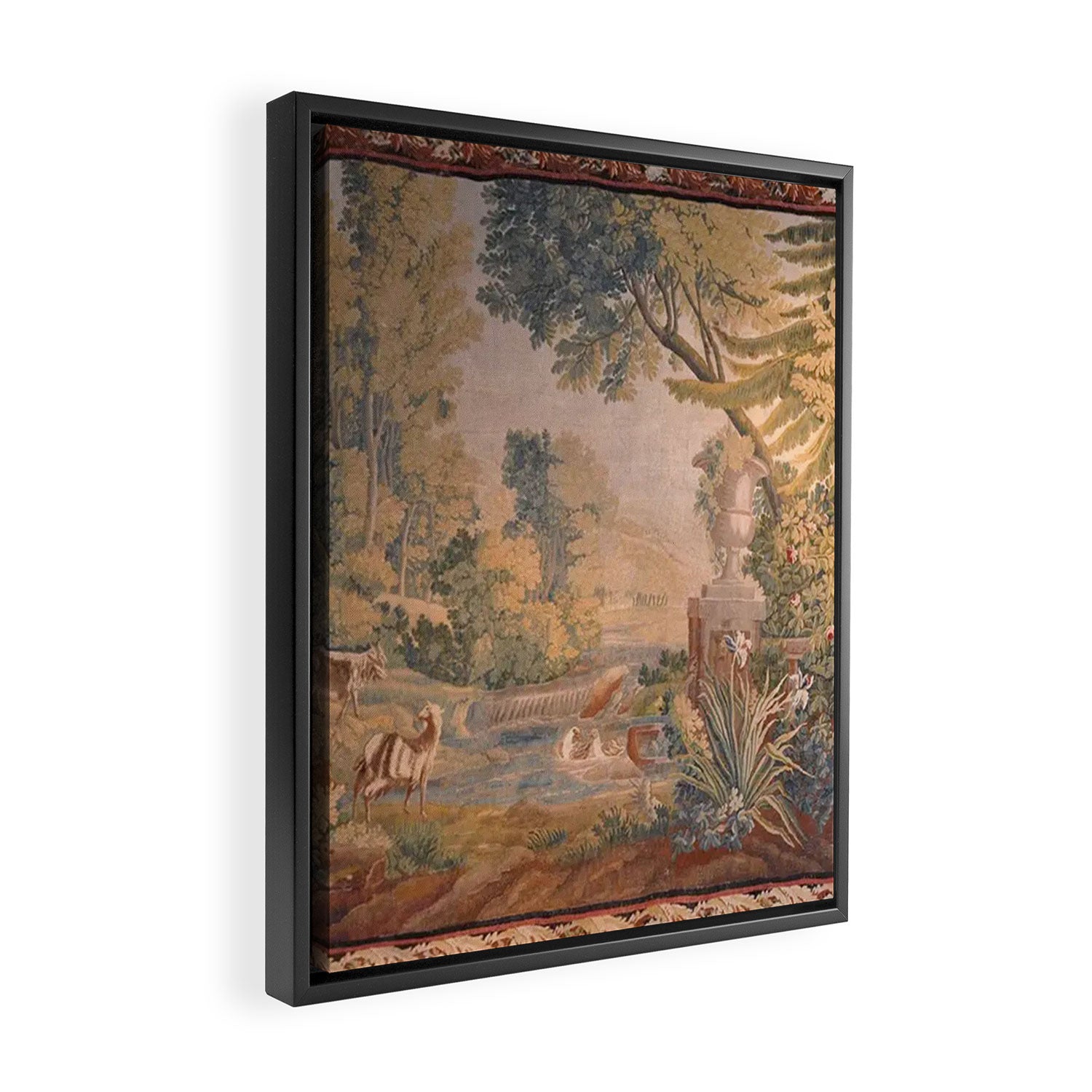Antique 18th Century French Pastoral Sunrise Verdure Tapestry Framed Canvas Print Gallery Image 2