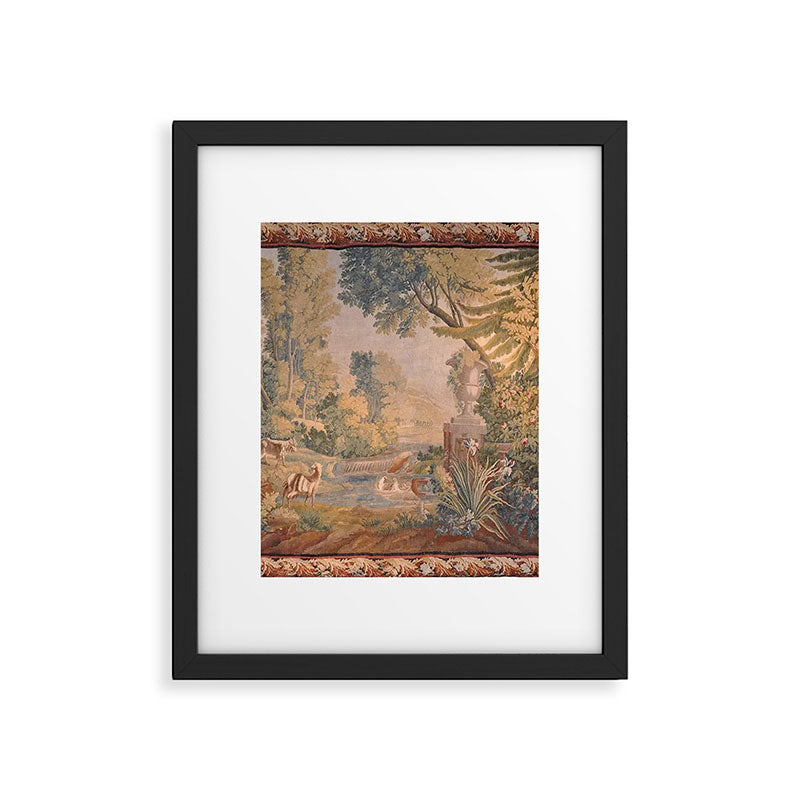 Antique 18th Century French Pastoral Sunrise Verdure Tapestry Framed Art Print Gallery Image 6