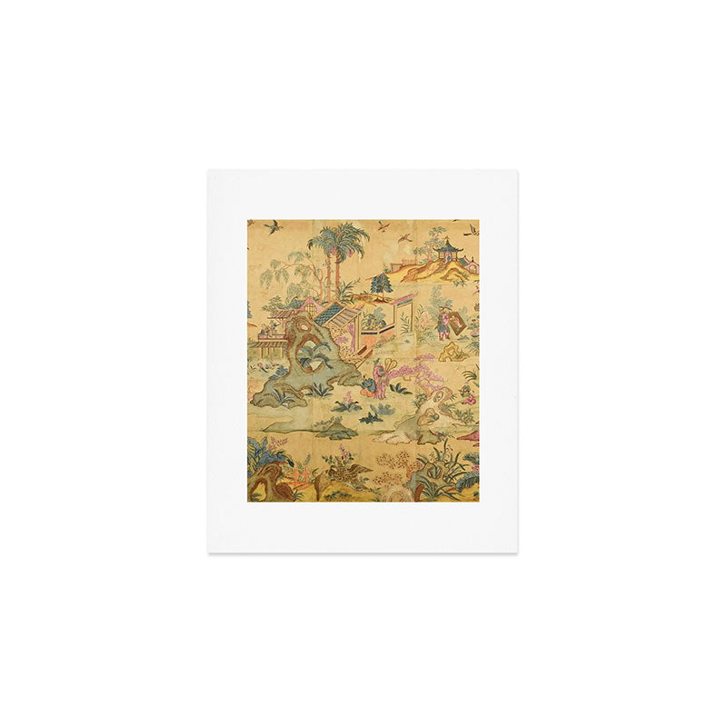 Antique 18th Century French Rococo Chinoiserie Landscape Art Print Gallery Image 1