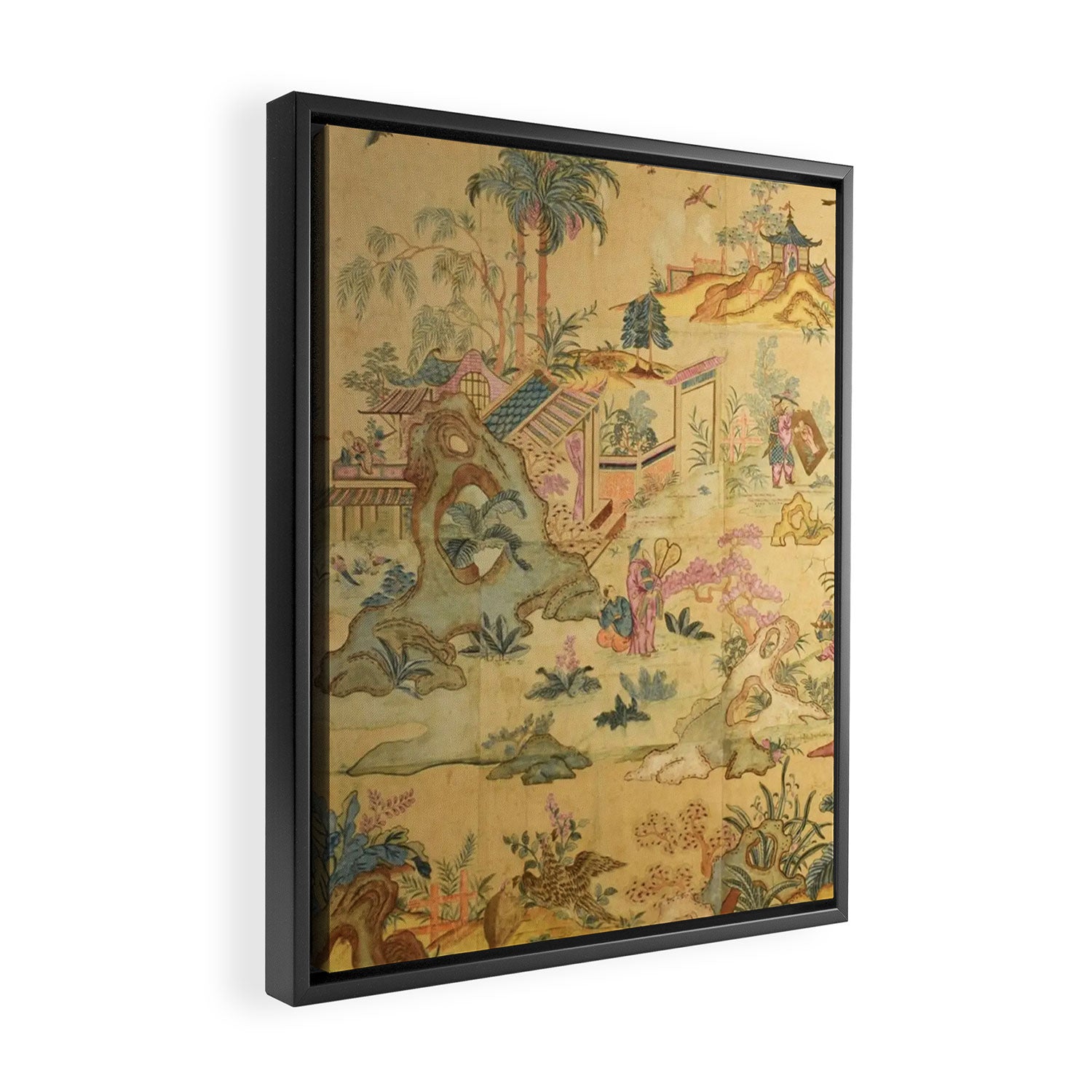 Antique 18th Century French Rococo Chinoiserie Landscape Framed Canvas Print Gallery Image 2