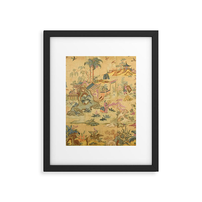 Antique 18th Century French Rococo Chinoiserie Landscape Framed Art Print Gallery Image 6
