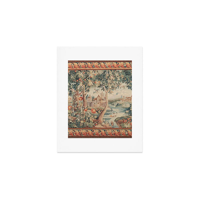 Antique 18th Century French Verdure Flower Garden Tapestry Art Print Gallery Image 1