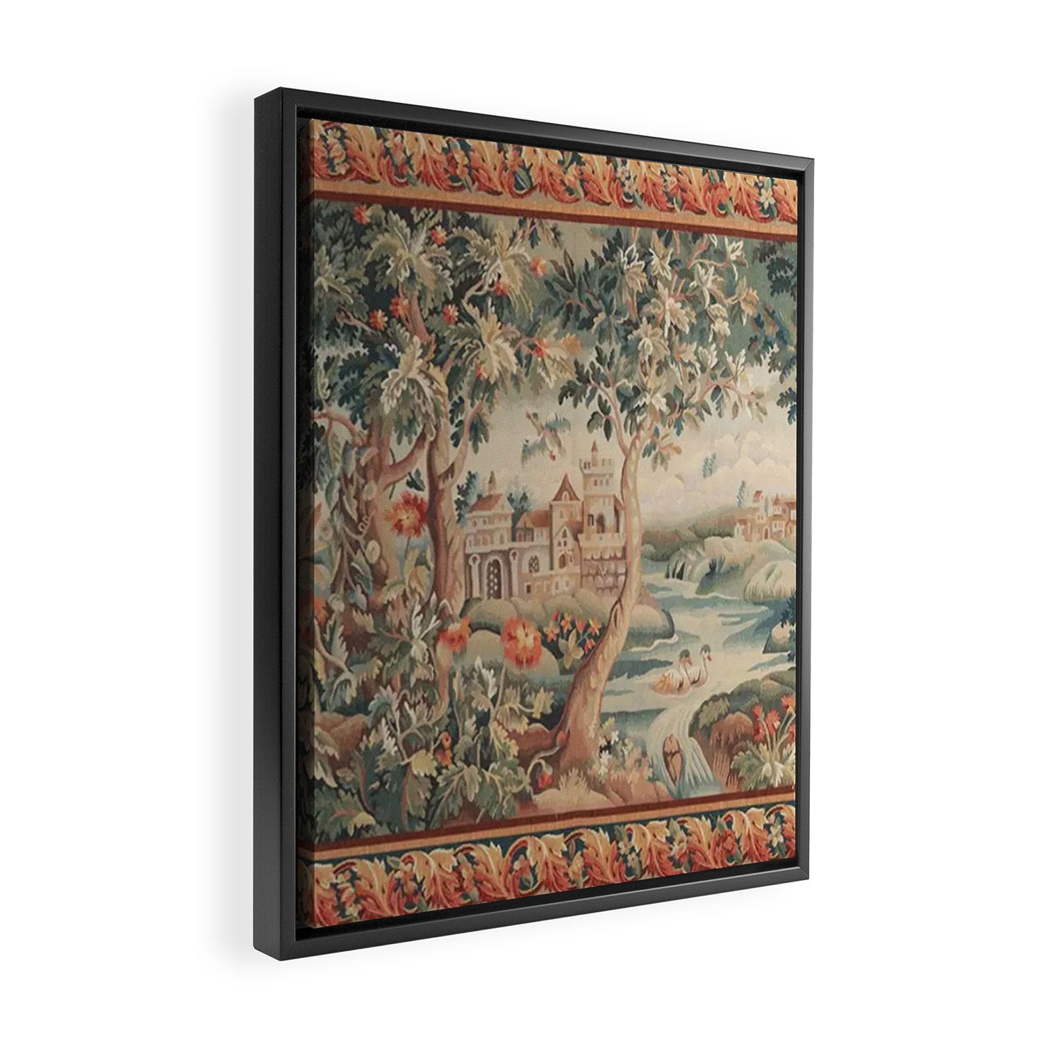 Antique 18th Century French Verdure Flower Garden Tapestry Framed Canvas Print Gallery Image 2