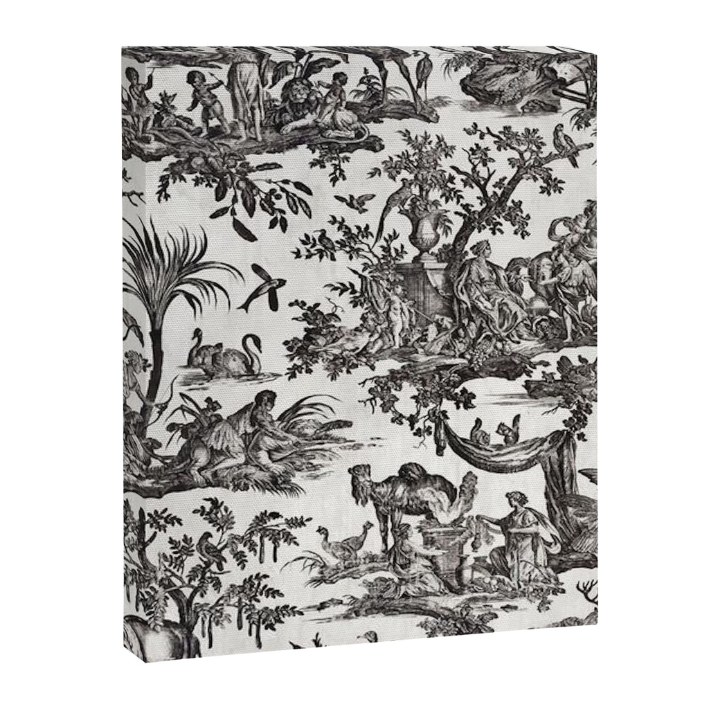 Antique 18th Century French Vintage Toile de Jouy Black & White Canvas Print Gallery Image 6