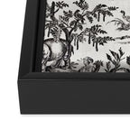 Antique 18th Century French Vintage Toile de Jouy Black & White Framed Canvas Print Gallery Image 3