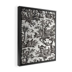 Antique 18th Century French Vintage Toile de Jouy Black & White Framed Canvas Print Gallery Image 2