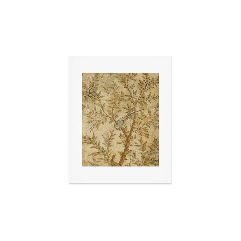 Antique 18th Century Gold Chinoiserie Garden Fresco Art Print Gallery Image 1