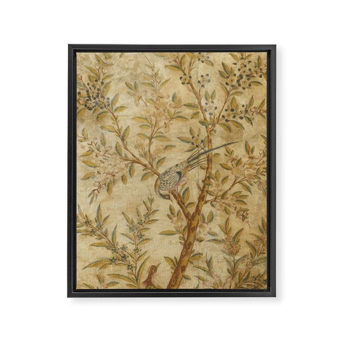 Antique 18th Century Gold Chinoiserie Garden Fresco Framed Canvas Print Gallery Image 1