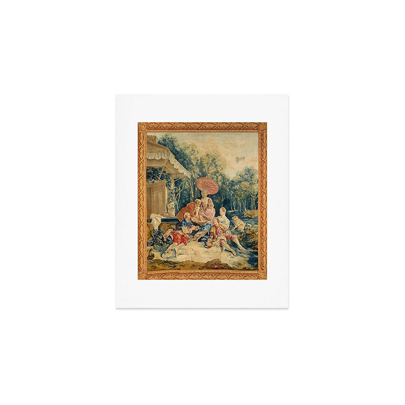 Antique 18th Century Italian Garden Tapestry Francois Boucher Art Print Gallery Image 1