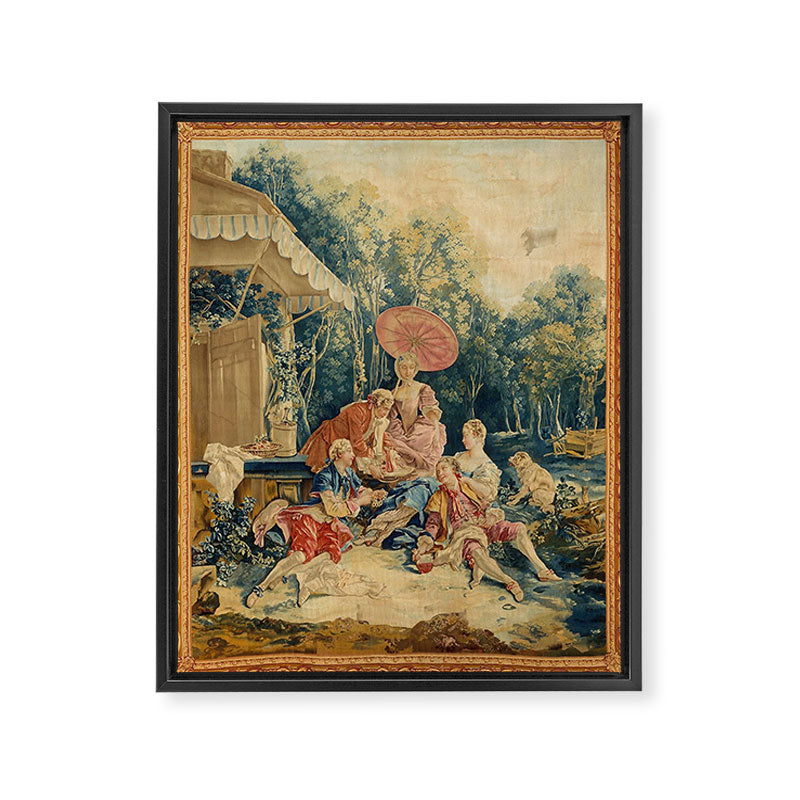 Antique 18th Century Italian Garden Tapestry Francois Boucher Framed Canvas Print Gallery Image 6