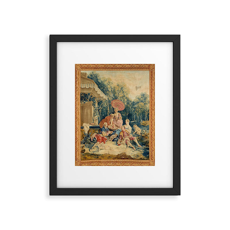 Antique 18th Century Italian Garden Tapestry Francois Boucher Framed Art Print Gallery Image 5
