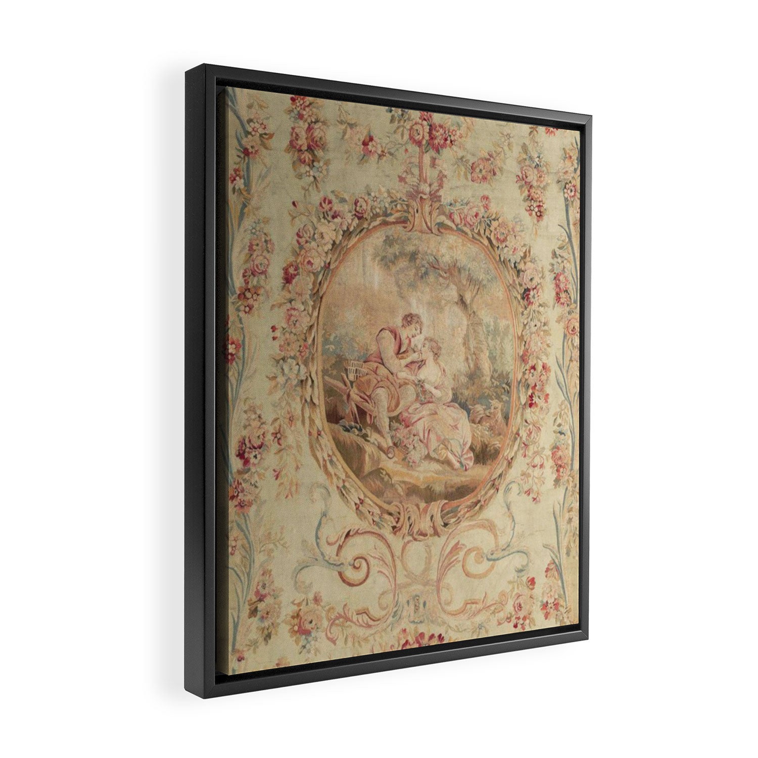 Antique 18th Century Louis XV Romantic Lovers French Beauvais Tapestry Framed Canvas Print Gallery Image 2