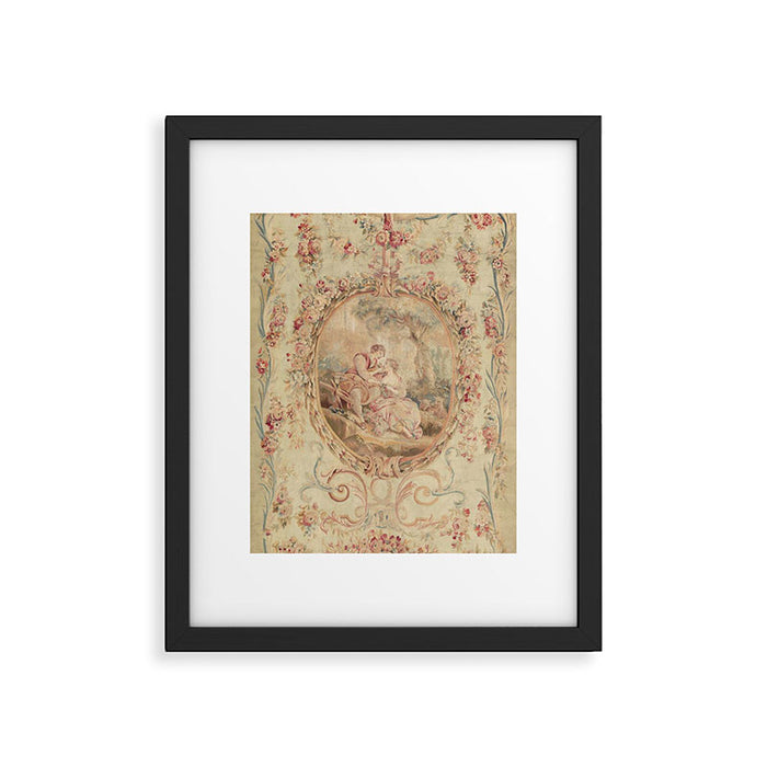 Antique 18th Century Louis XV Romantic Lovers French Beauvais Tapestry Framed Art Print Gallery Image 1