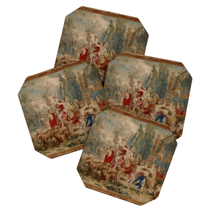 Antique 18th Century Mythological Bacchus God of Wine Tapestry Coaster Gallery Image 1