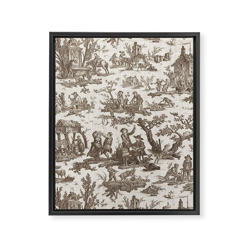 Antique 18th Century Pastoral Dancing French Tapestry Framed Canvas Print Gallery Image 6