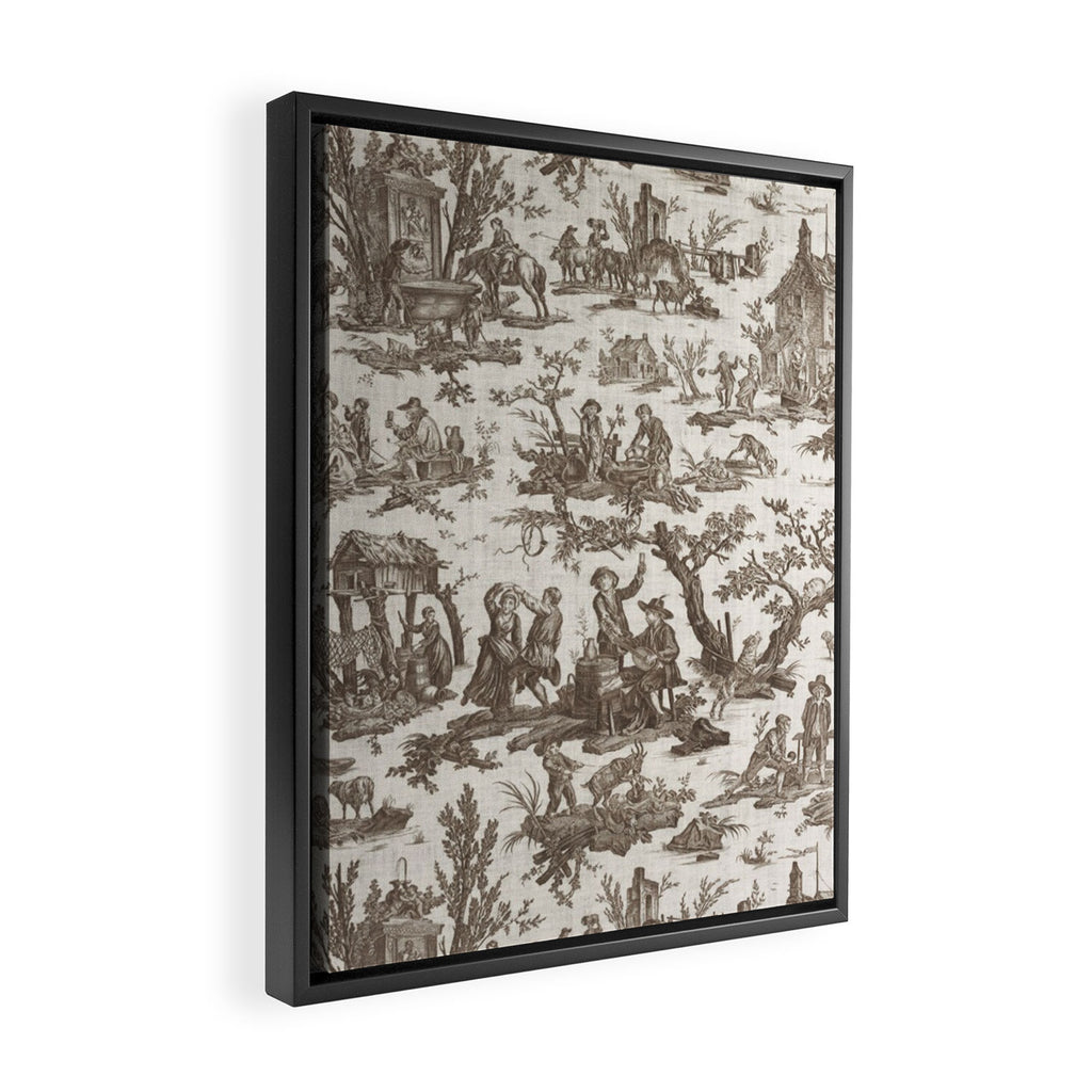 Antique 18th Century Pastoral Dancing French Tapestry Framed Canvas Print Gallery Image 2