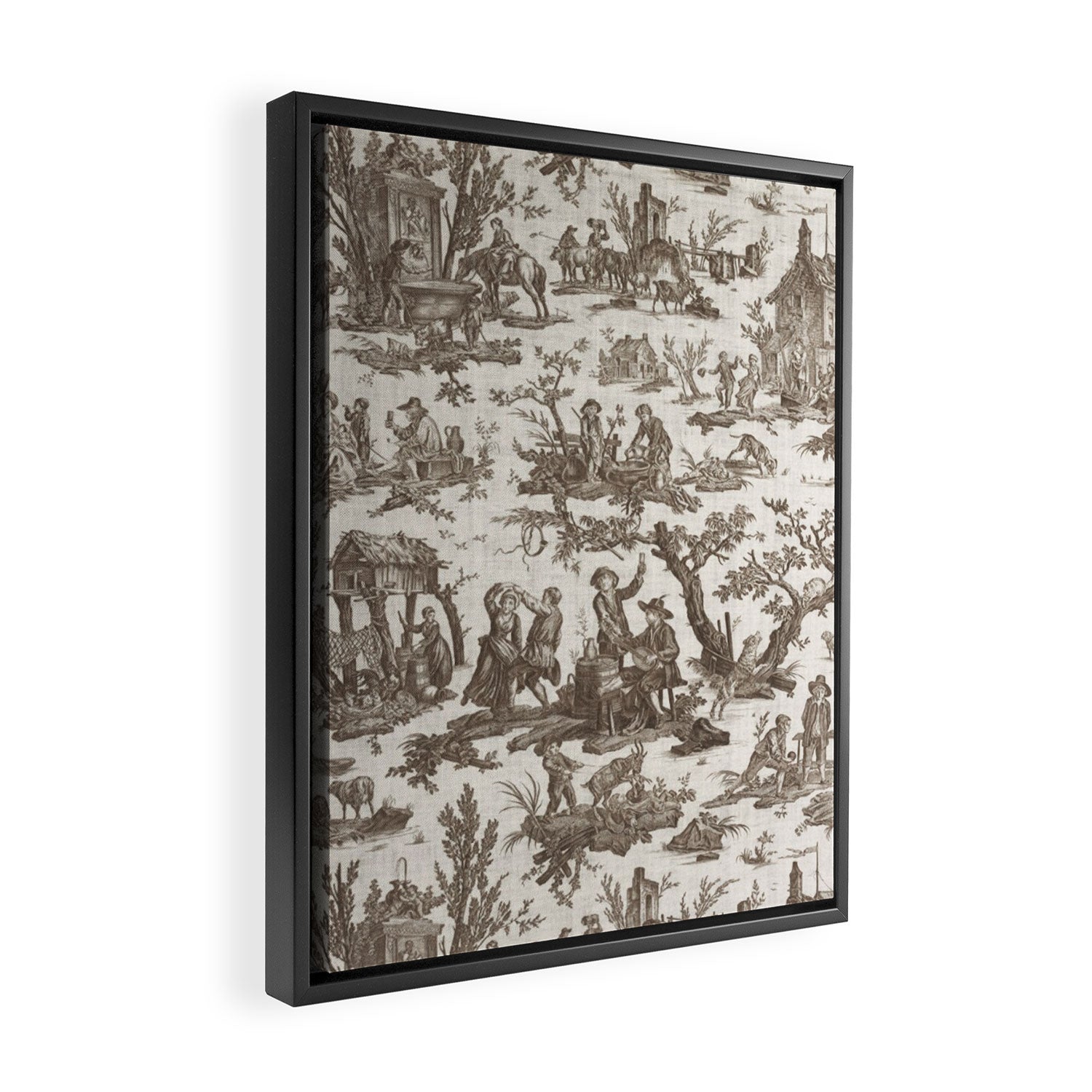 Antique 18th Century Pastoral Dancing French Tapestry Framed Canvas Print Gallery Image 2