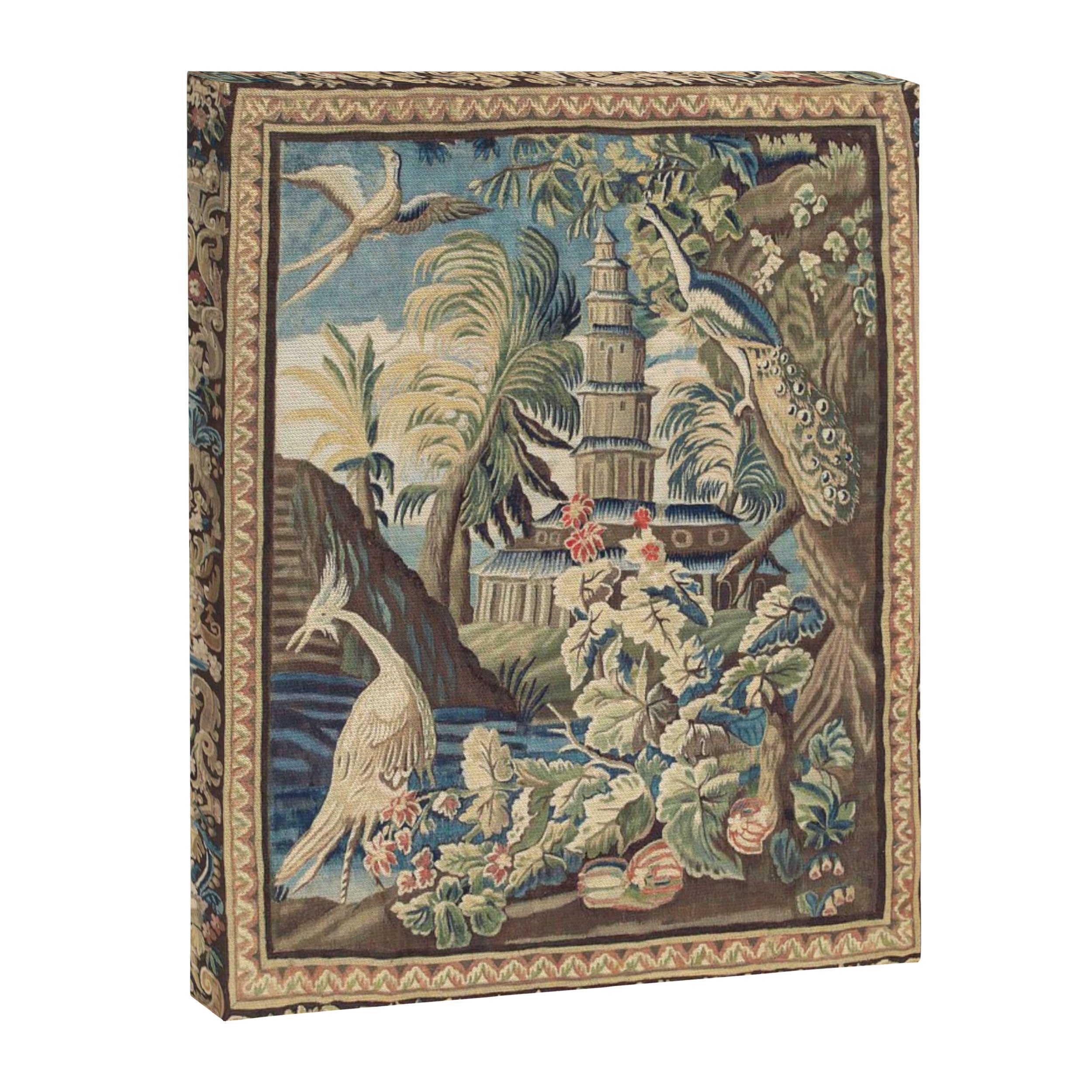 Antique 18th Century Peacock and Phoenix French Aubusson Tapestry Canvas Print Gallery Image 6