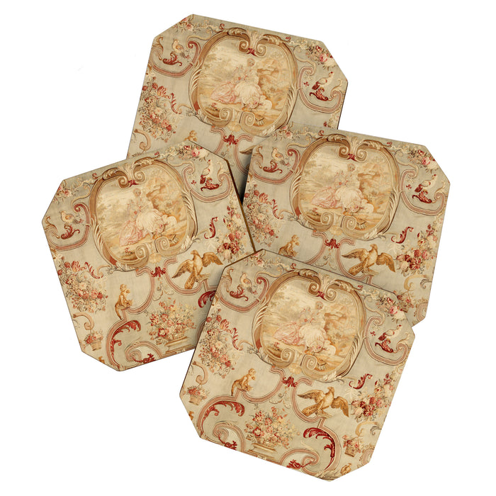 Antique 18th Century Romantic Floral French Aubusson Tapestry Coaster Gallery Image 1