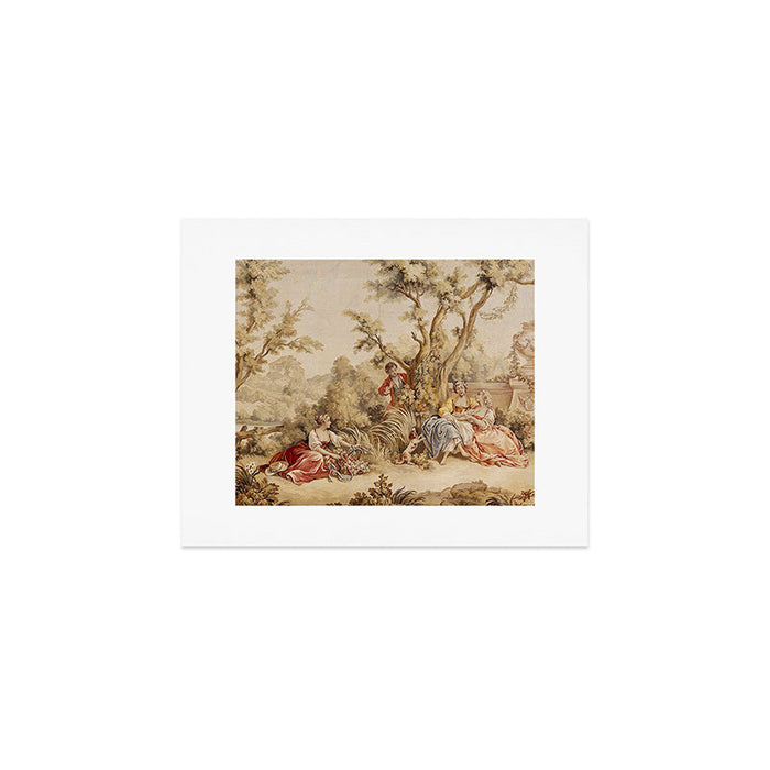 Antique 18th Century Romantic Pastoral Scene French Aubusson Tapestry Art Print Gallery Image 1